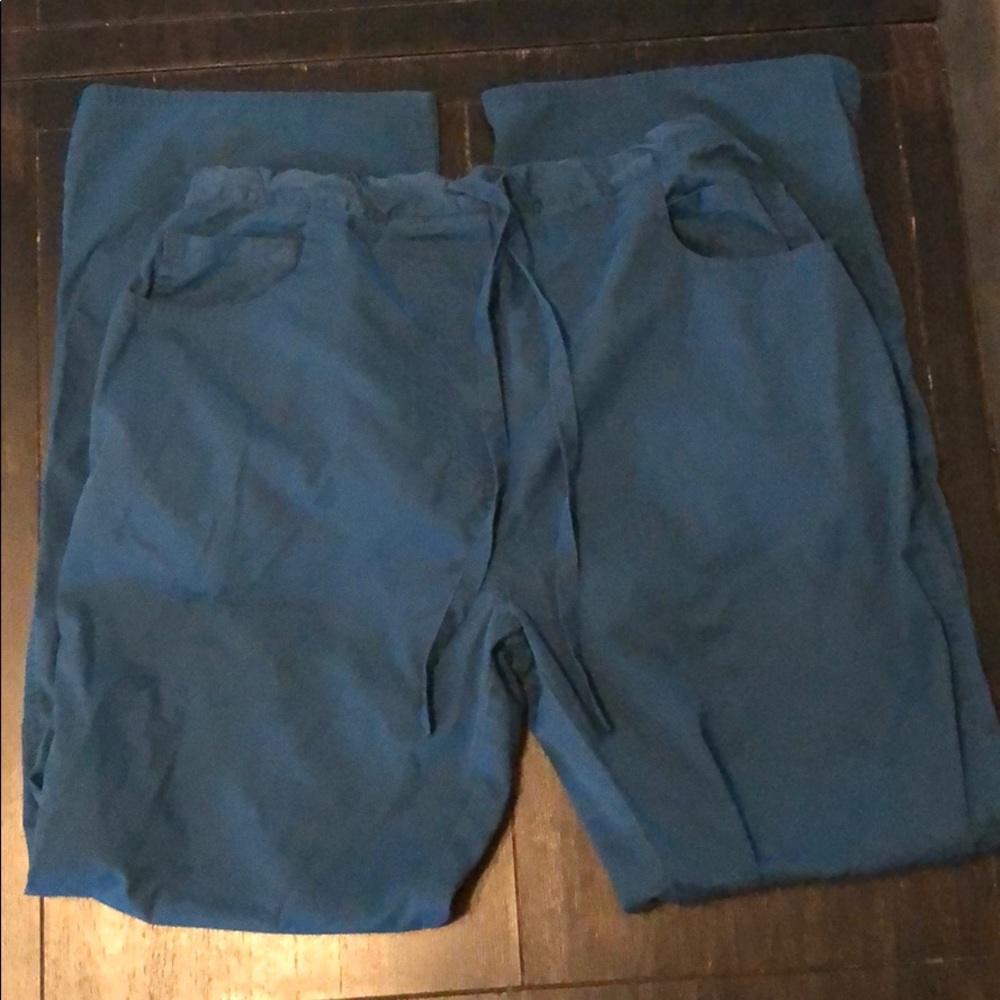Healing Hands teal soft cotton scrub pants sz med